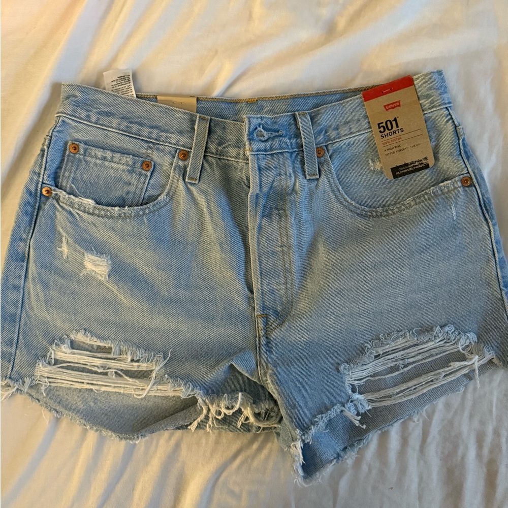 Levi's Women's Distressed Light Blue Jean Shorts